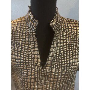 THML Black And Gold Metallic Texture Flutter Sleeve Dress Size Medium
